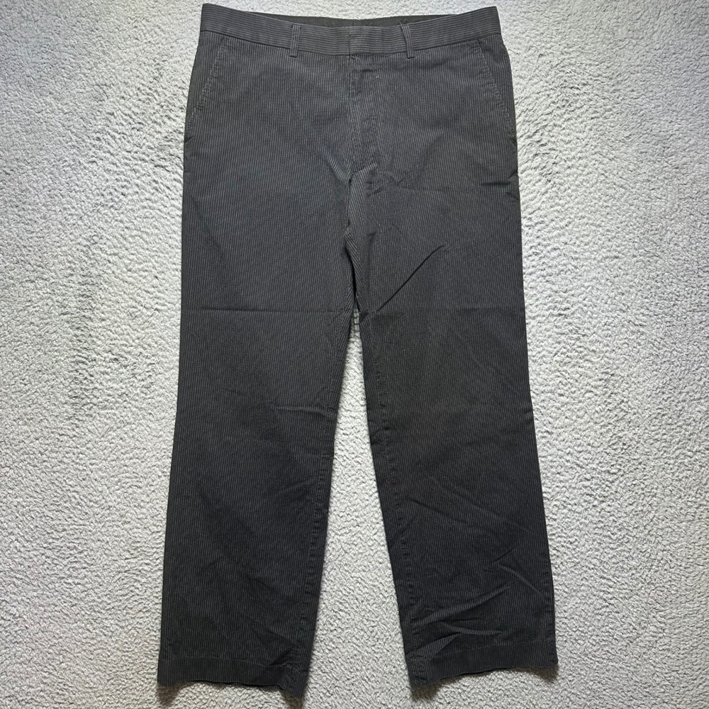 Producer Mens Grey Pinstripe Chino Pants 100% Cotton Straight‎ Leg 33x30